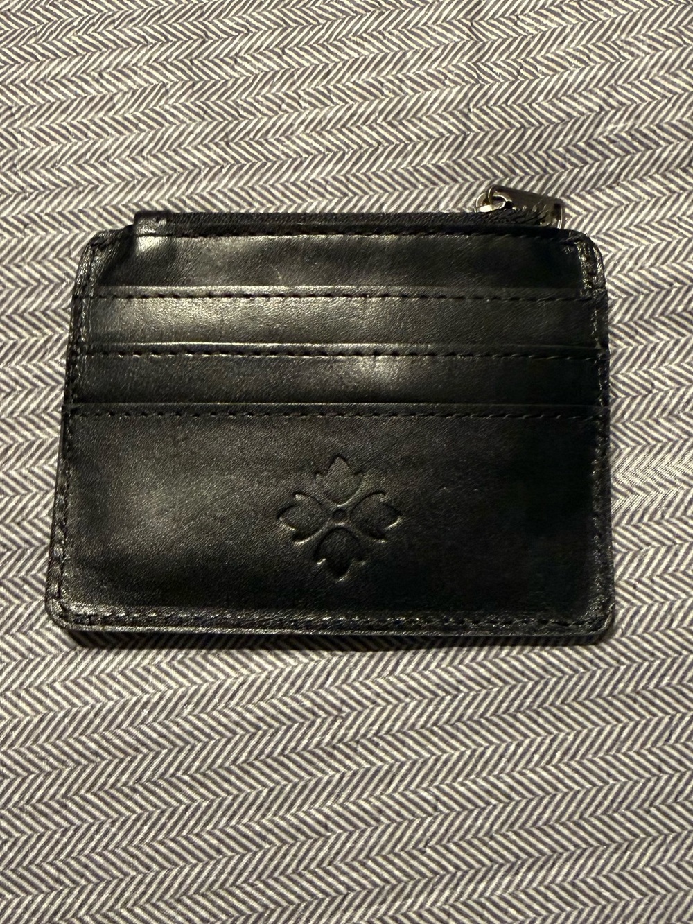 Patricia Nash Black Leather Card Wallet with Embossed Logo
